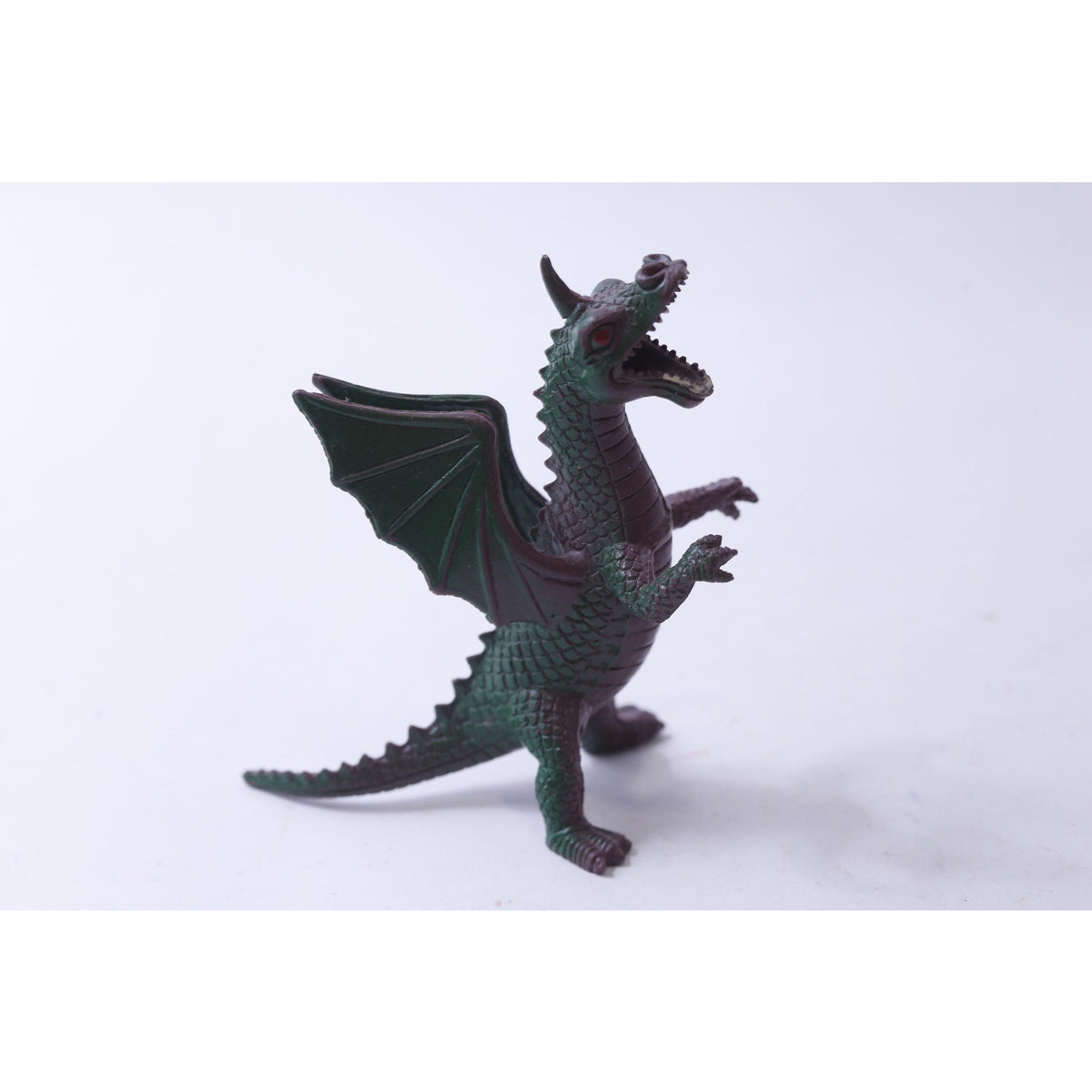 Green-Purple Winged Dragon with a Horn, PVC Figure, 5 inches, Fantasy, Toy, Vintage, Collectible, ~ 240814-SHC SHC-050