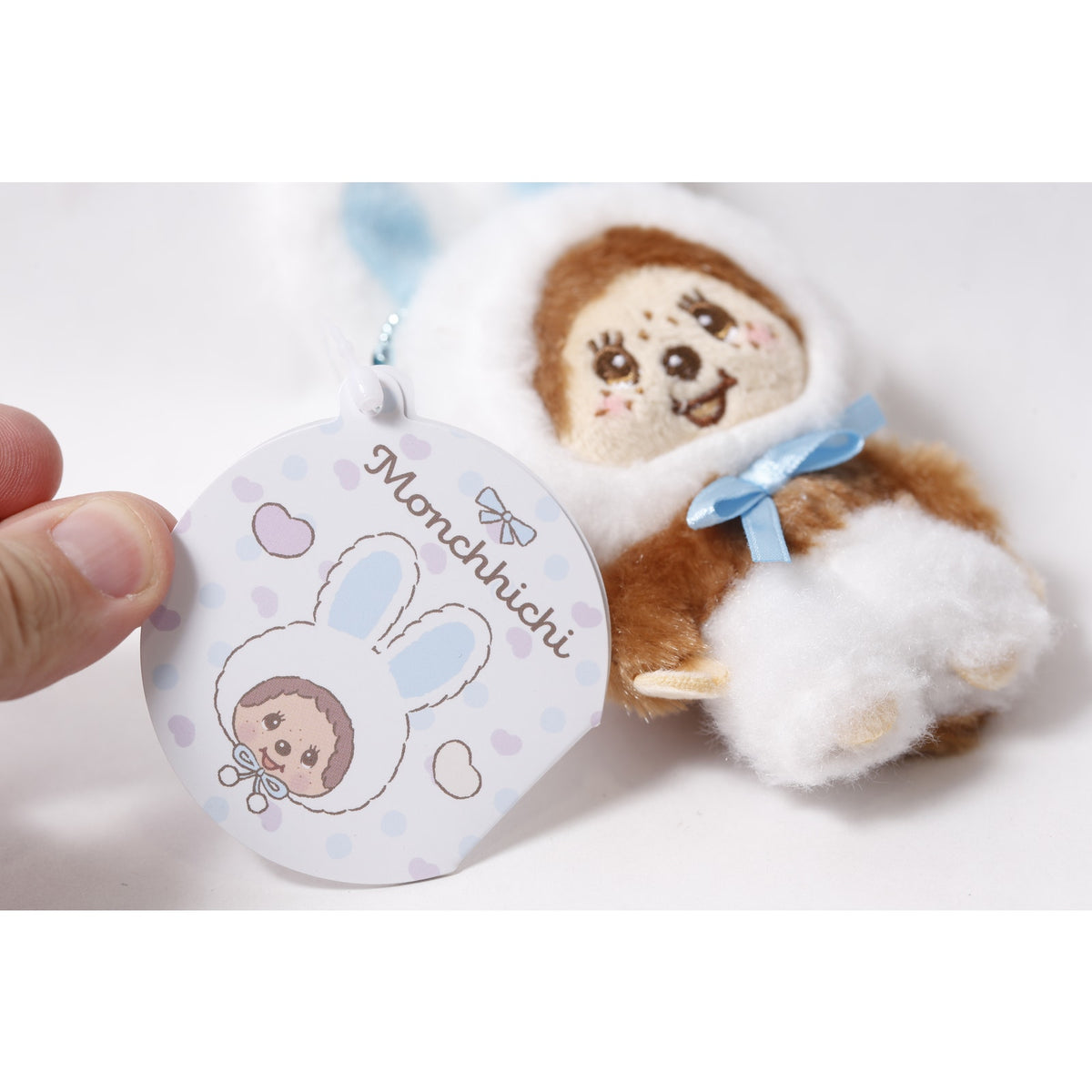 Sekiguchi Japan Monchhichi Rabbit Plush Keychain w Tag ~ 260714-WH 1131
