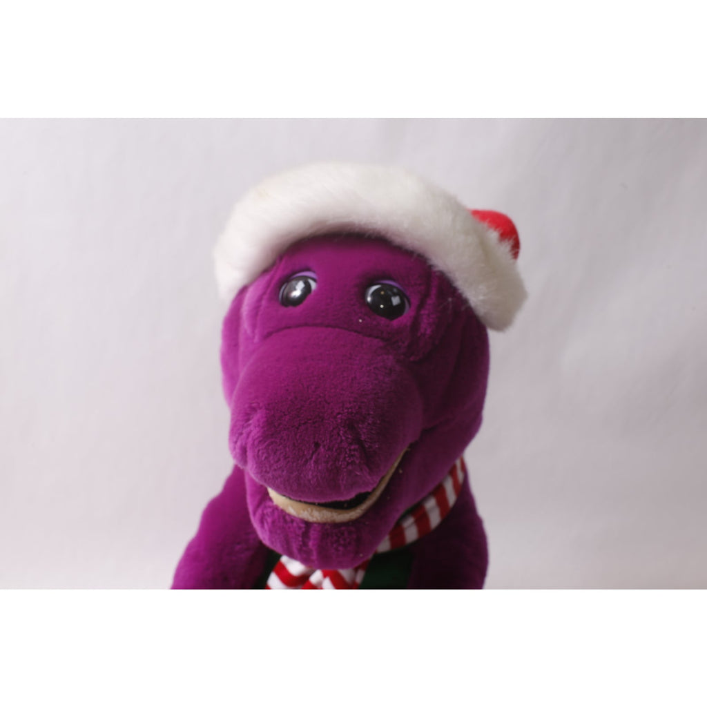 1990s XL Barney The Dinosaur Christmas Plush by Lyons Group Purple FLAW ~ 260608-WH 660