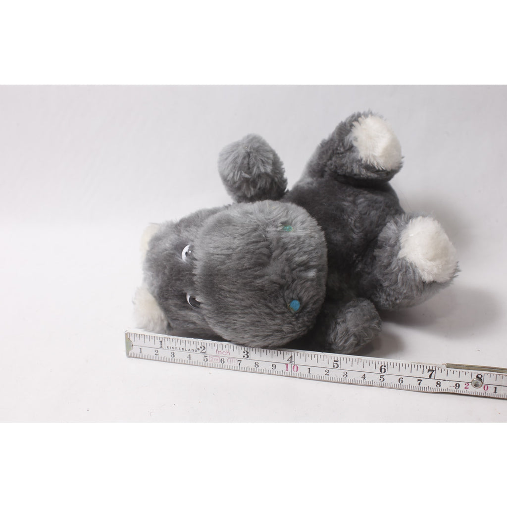 1980s Cute Vintage Plush Hippo Gray Stuffed Animal ~ 260907-WH 1139