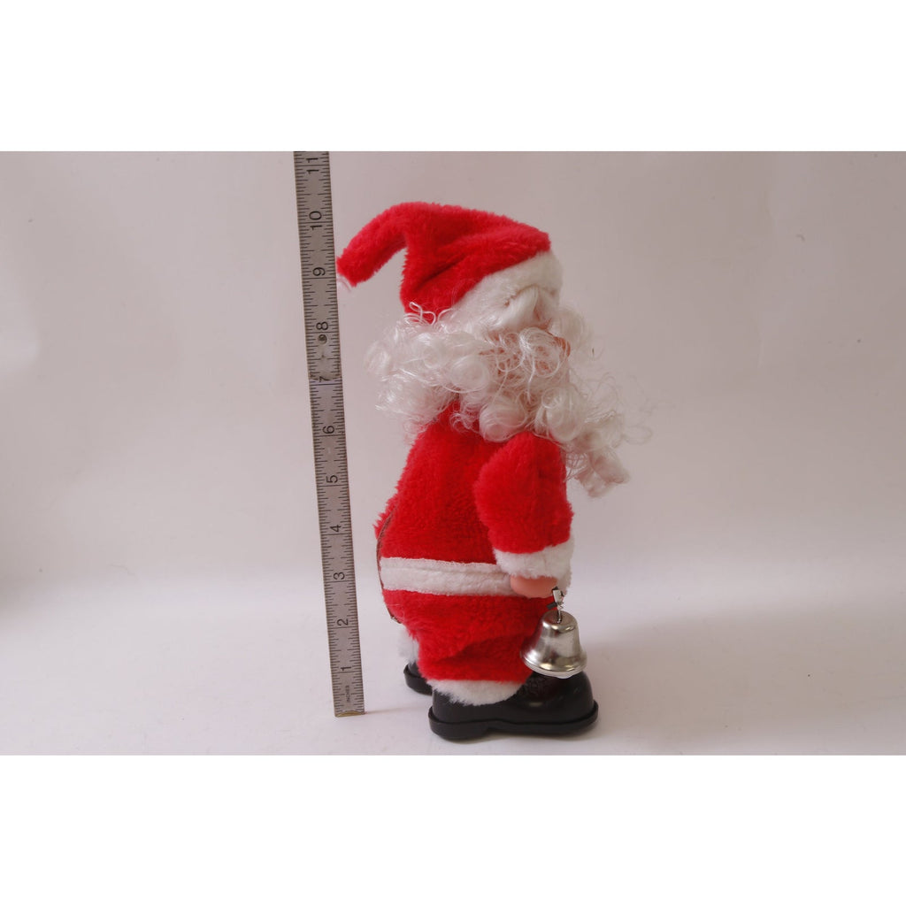 Working Windup, Santa Claus with a Bell, Rubber Face, Standing, Soft Doll, Christmas, Winter, Holidays, Toy, Vintage, Collectible, ~ MISC-052 917