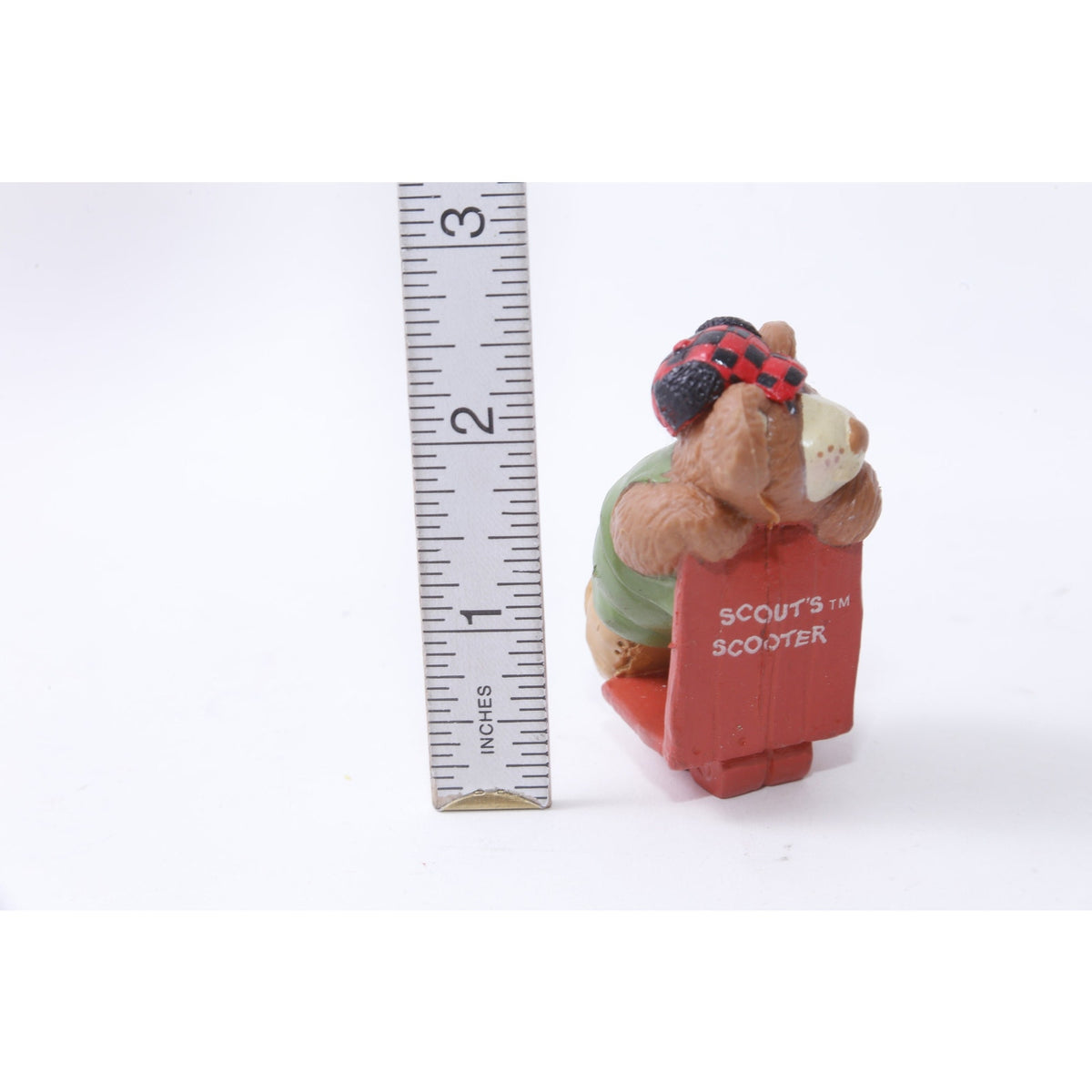 Scout's Scooter, Teddy Bear, Furskins, PVC Figure, Toy, 2.5", Animal, Miniature, Collectible, Vintage, ~20-01-467