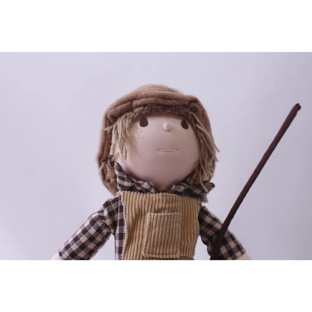 Woodrow the Fishing Boy, Plush Doll with Pole and Fish, 12 inches, 1982, Applause, Vintage, Collectible, ~ 241003-DIAF 1298