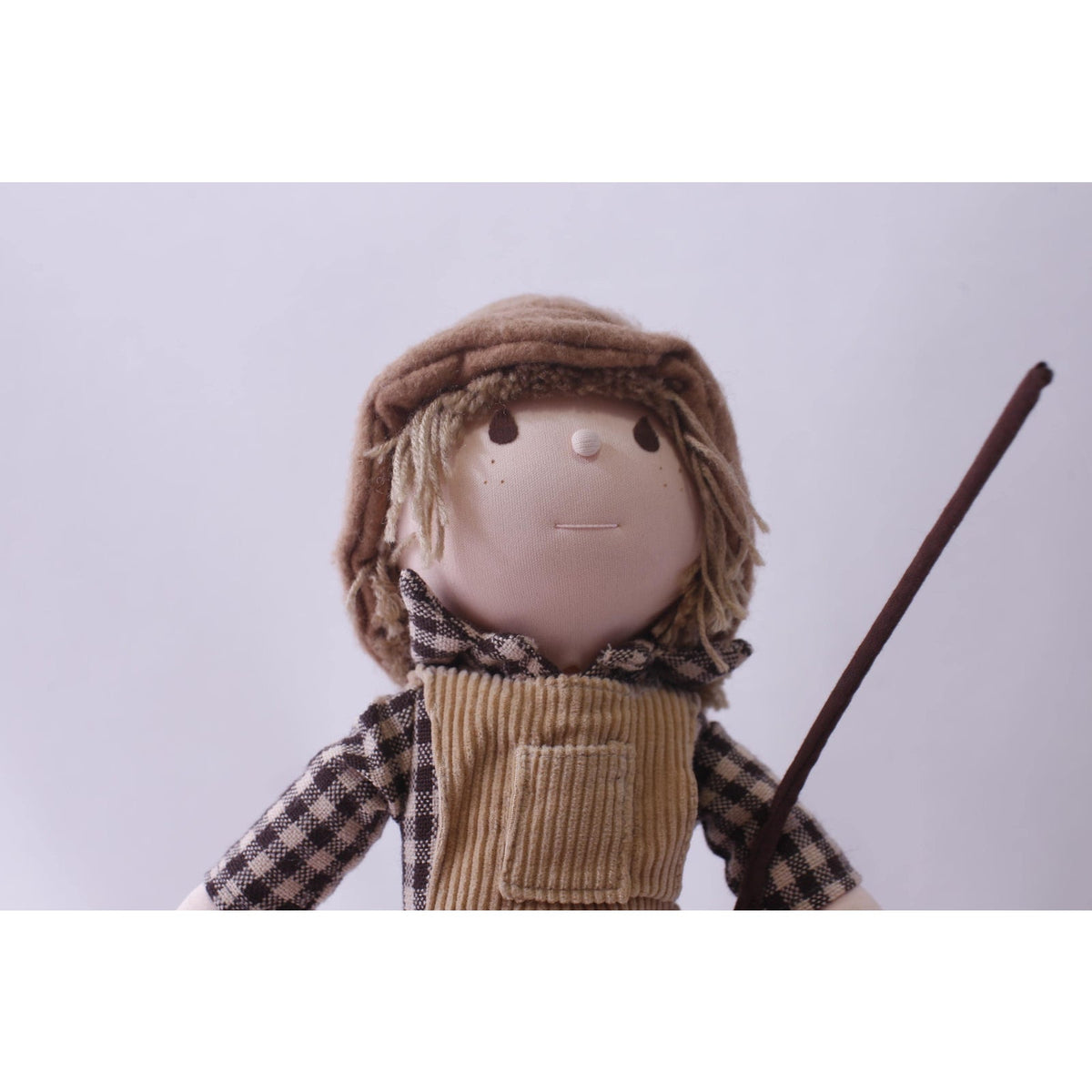 Woodrow the Fishing Boy, Plush Doll with Pole and Fish, 12 inches, 1982, Applause, Vintage, Collectible, ~ 241003-DIAF 1298