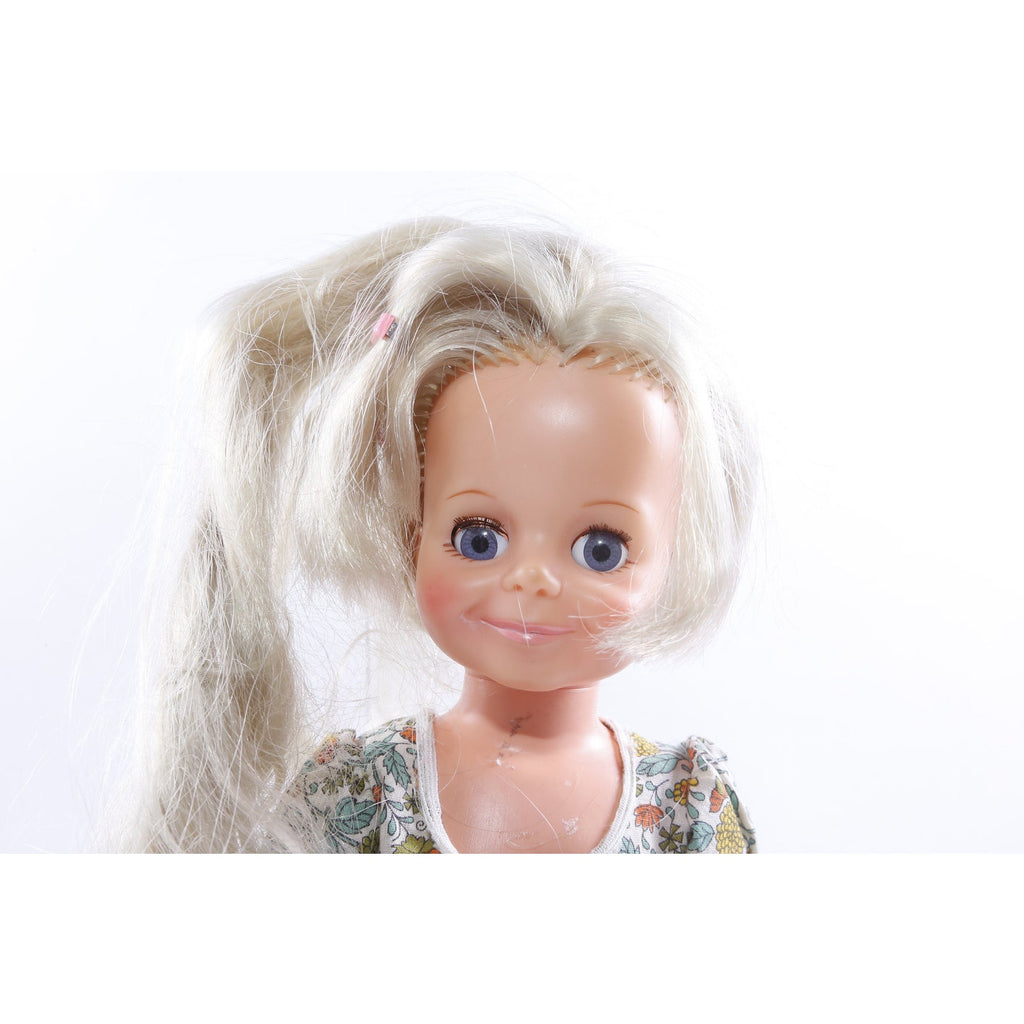 VELVET, Blonde, Dressed, Doll, Toy, Plastic Figure, Long Hair, White Dress, Floral Patterns, Vintage, Collection, ~ 20-01-226 AA