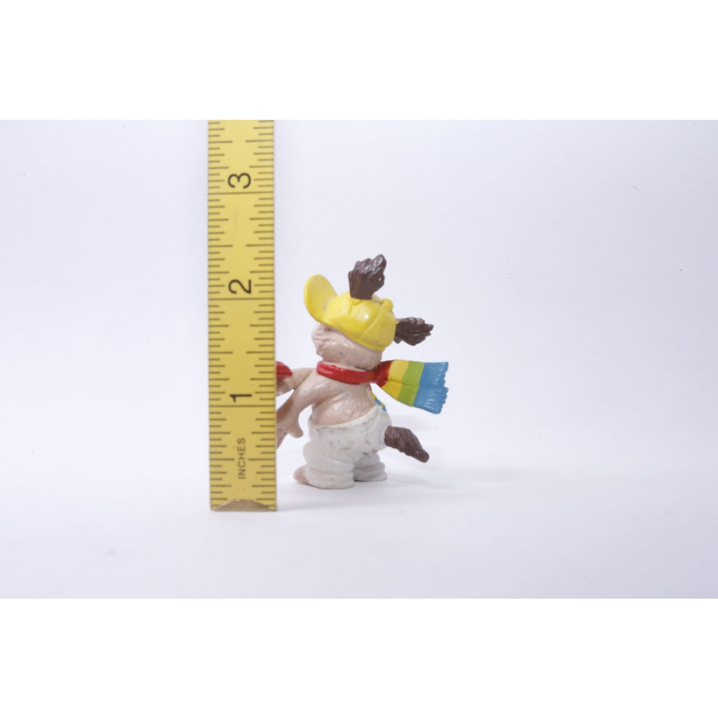 Wallace Berrie, Rainbow Kids, Puppy with Frisbee, PVC Figure, 2 1/2", Miniature, Sports, Toy, Vintage, Collectible, ~ 20-01-683