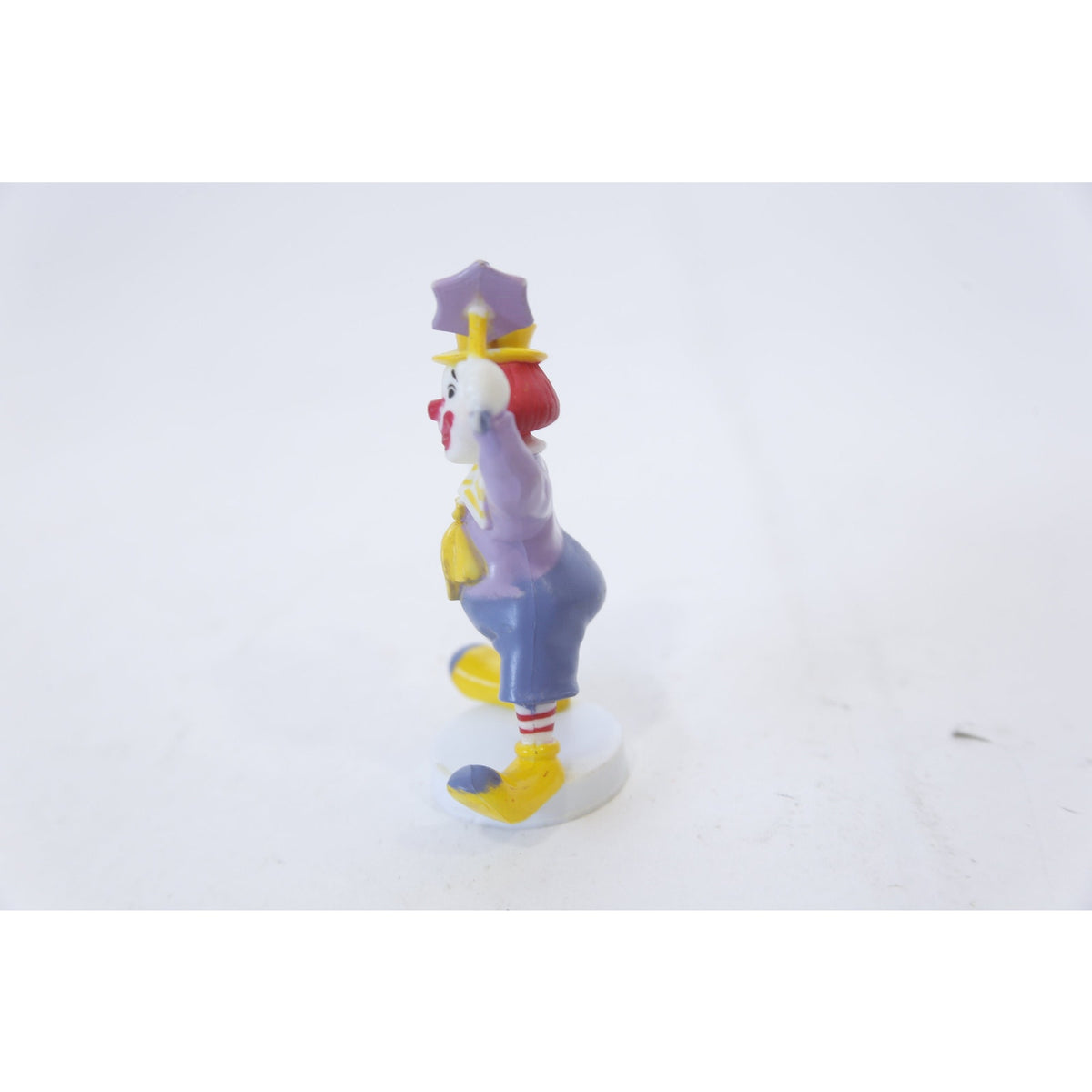 Clown with an Umbrella, PVC Figure, Purple Costume, Yellow Hat and Tie, Yellow Shoes, Toy, Vintage, Collectible, ~ WH-06 1263