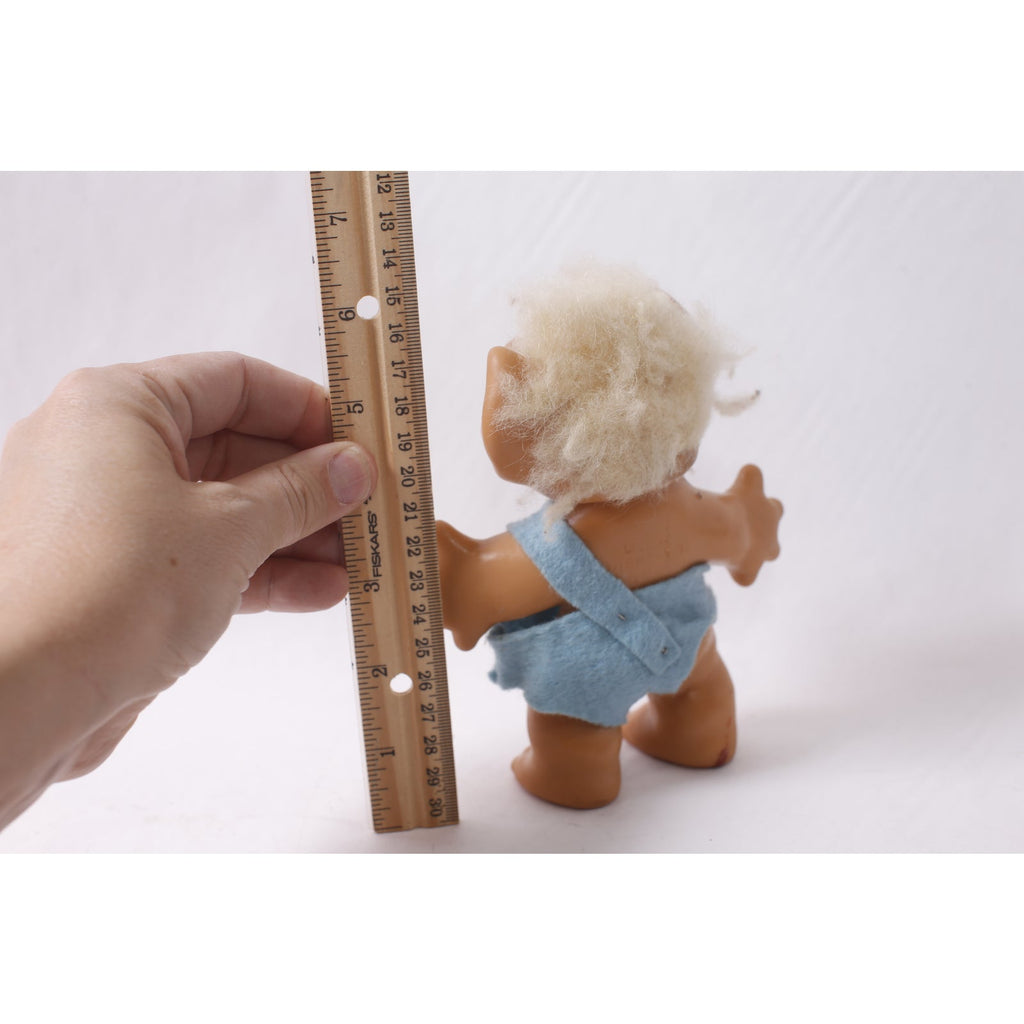 1960s Dam Troll Doll in Blue Outfit with White Hair Small Vintage Collectible ~ 260423-WH 1091