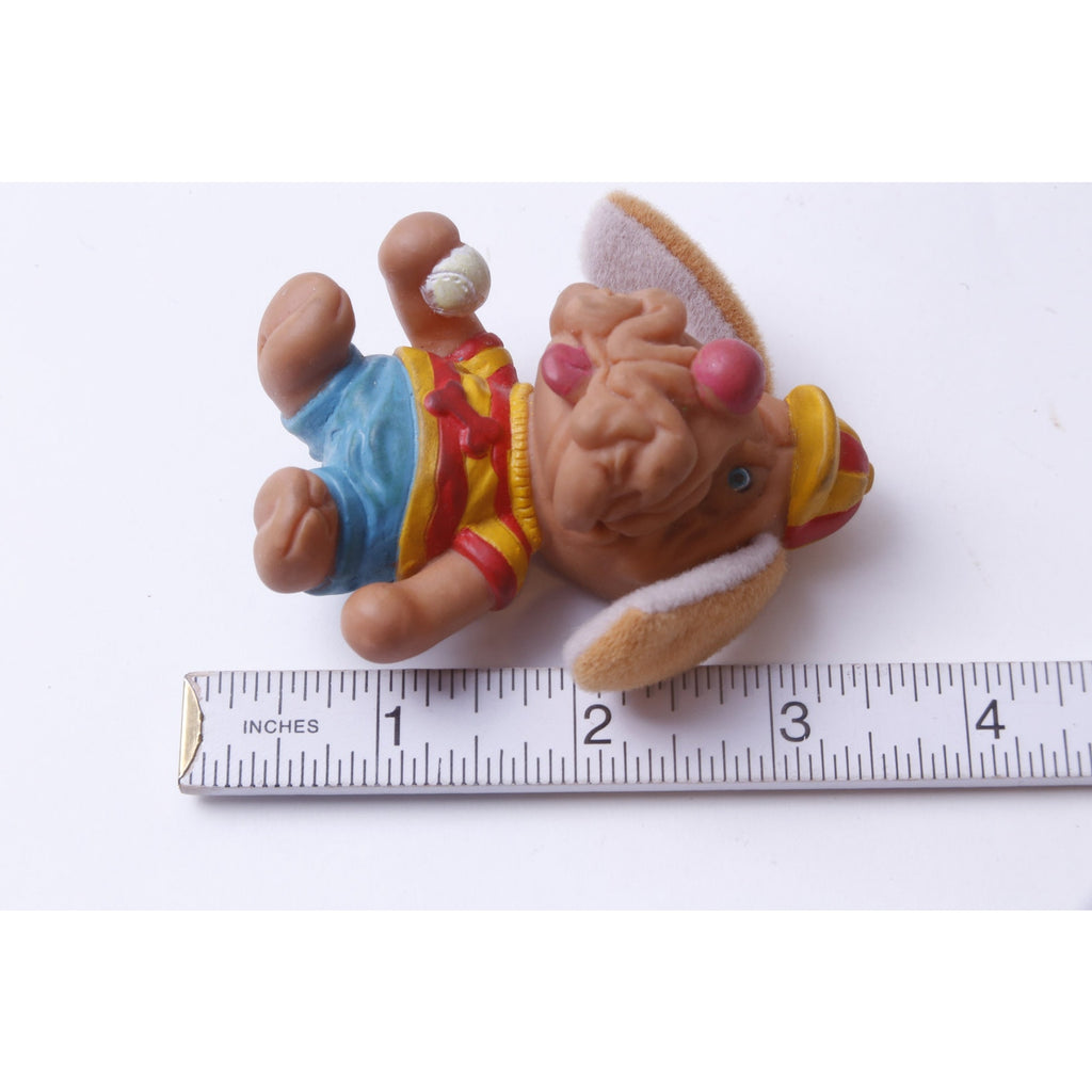 Wrinkles, Dog, Baseball Player, PVC Figure, 3", Finger Puppet, LJN Toys, Ganz Bros, 1986, Miniature, Toy, Vintage, Collectible, ~ 20-01-939