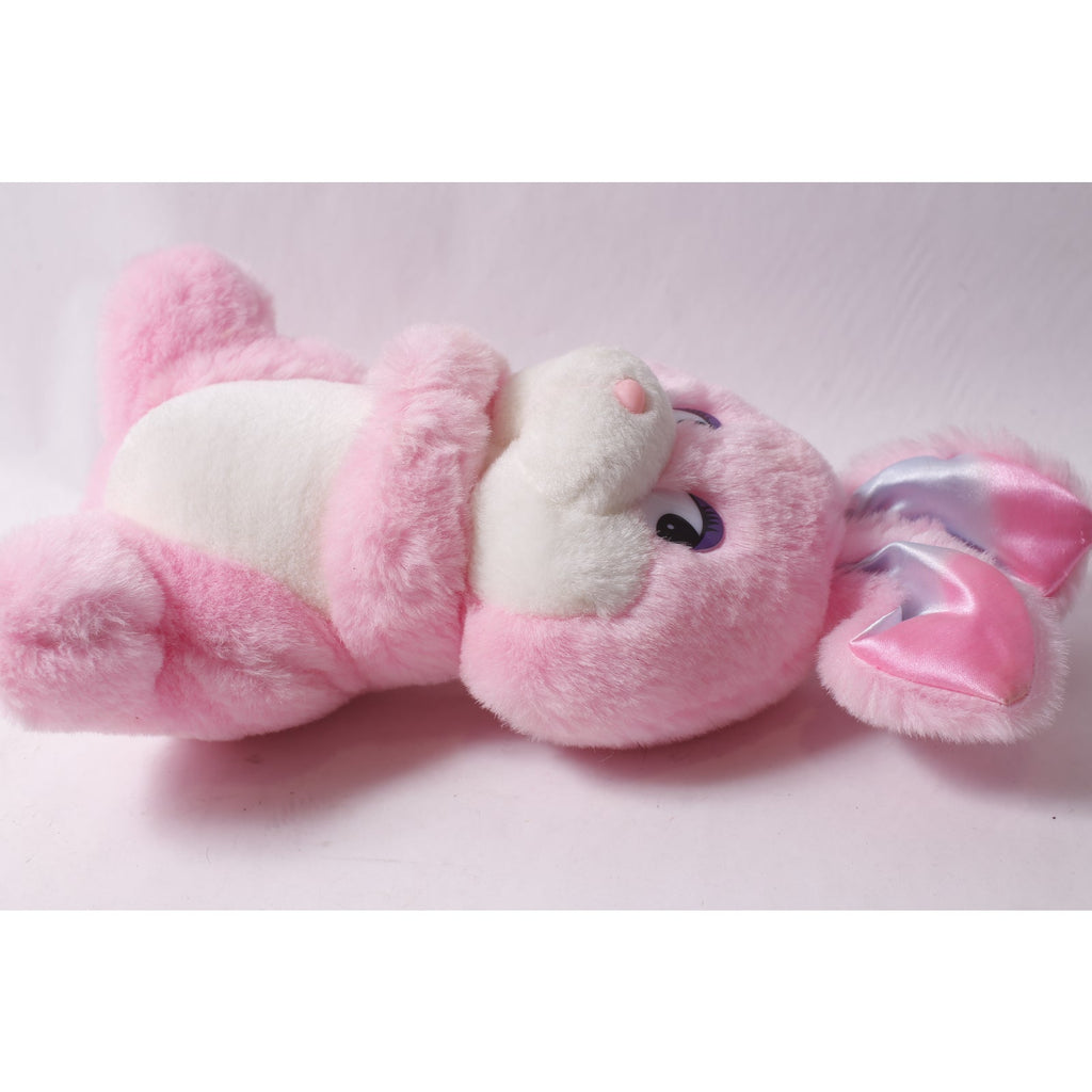 80s Rainbow Easter Hands Holding Dan Dee Rabbit Plush Pink and White Soft Toy Easter Decor ~ 260325-WH 1037