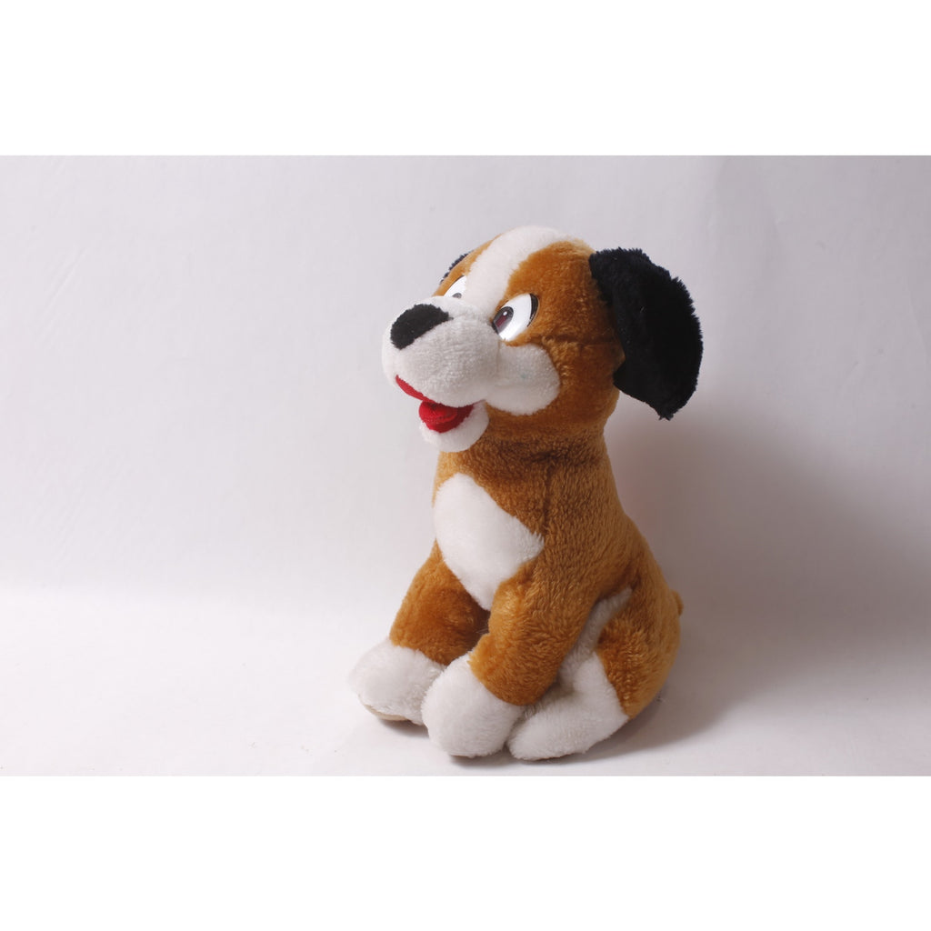 Cute Brown and White Plush Puppy Sitting Stuffed Animal ~ 260812-WH 886
