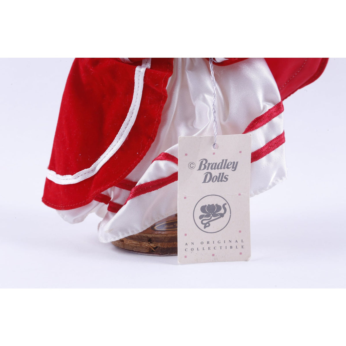 Bradley Dolls, Miss December, Toy Figure, Red White Dress, White Fur, Art Doll, Vintage, Collection, Photo Prop, ~ 20-19-650