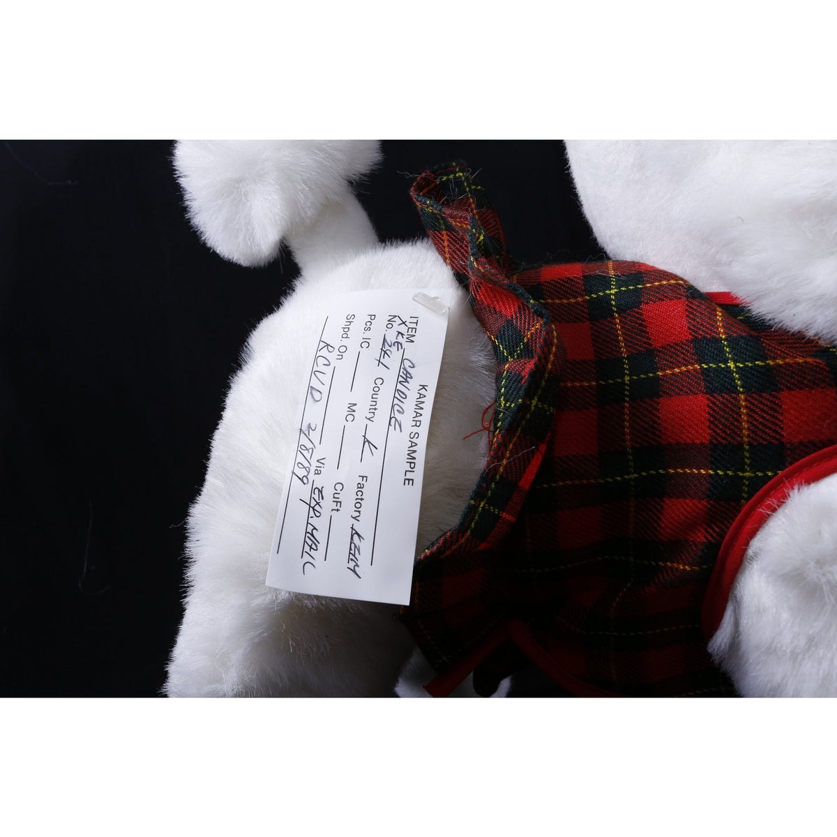 Kamar, Rare, Salesman Sample, Canoice, White Poodle, Dog, Dressed, Red Outfit, 1989 Soft Plush Doll Animal Vintage ~ 20-34-1211