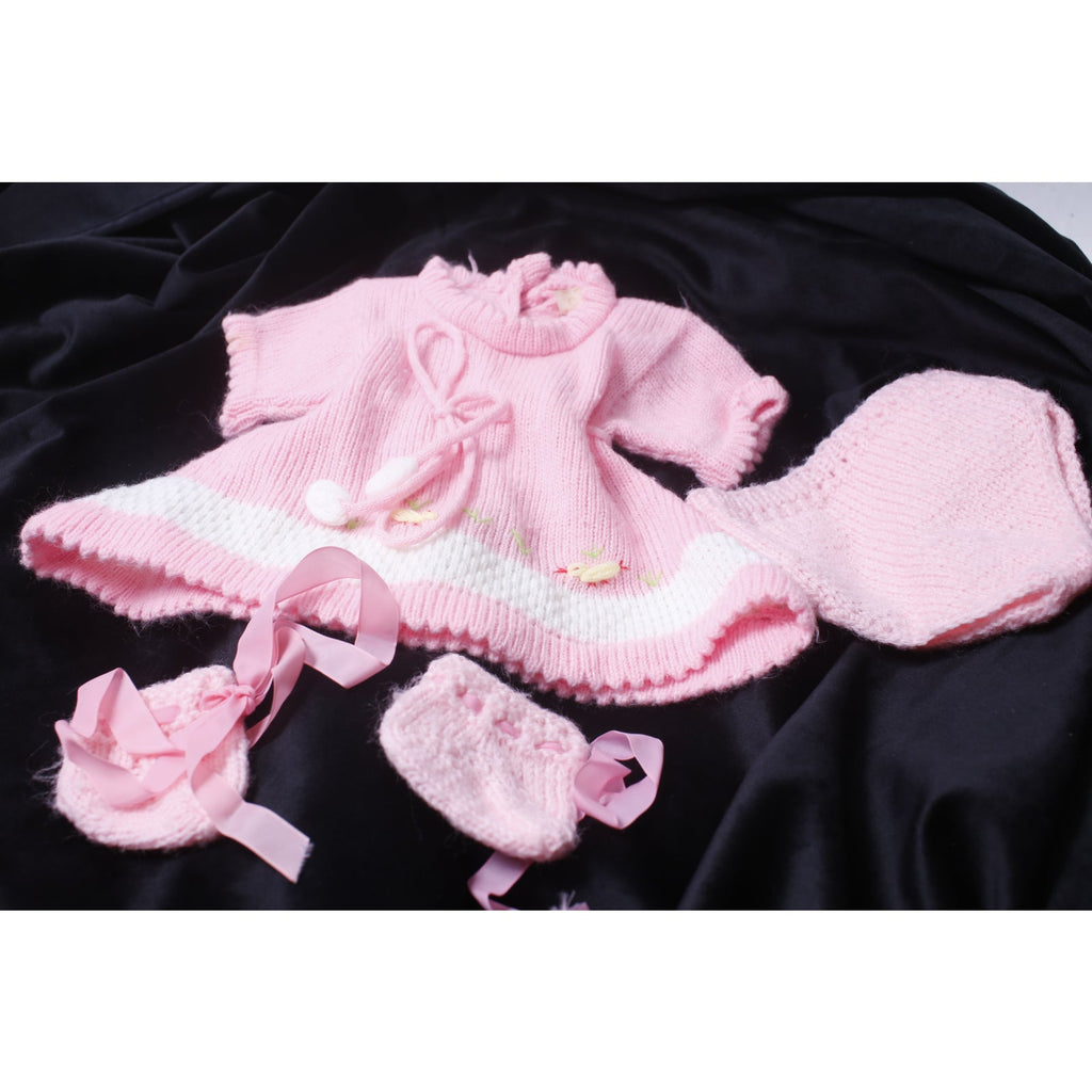 Cabbage Patch Size Vintage Pink Knit Doll Dress Bloomers and Shoes ~ 260914-WH 1199
