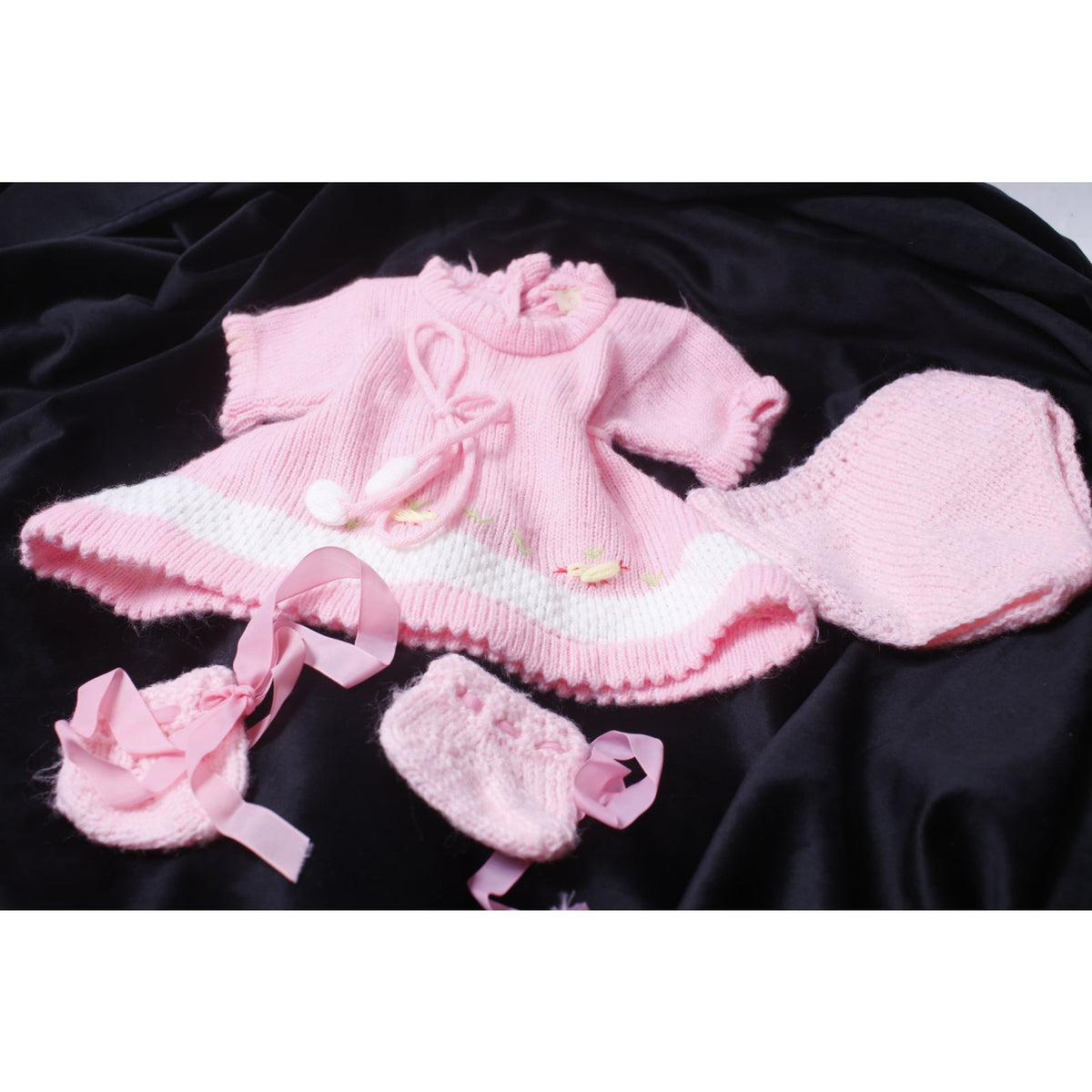 Cabbage Patch Size Vintage Pink Knit Doll Dress Bloomers and Shoes ~ 260914-WH 1199