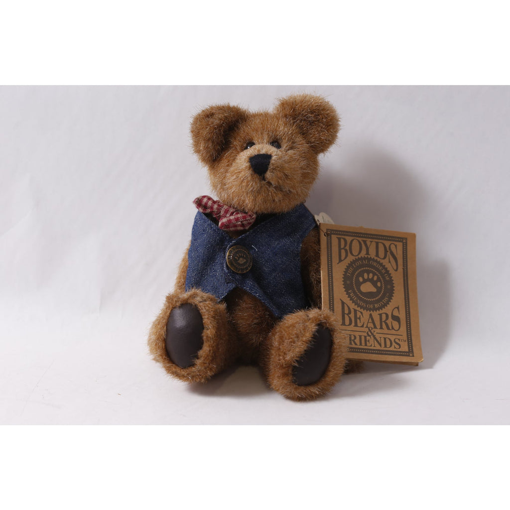 Boyds Bears Raeburn Plush Teddy in Denim Vest w Tag ~ 260427-WH M-15-02