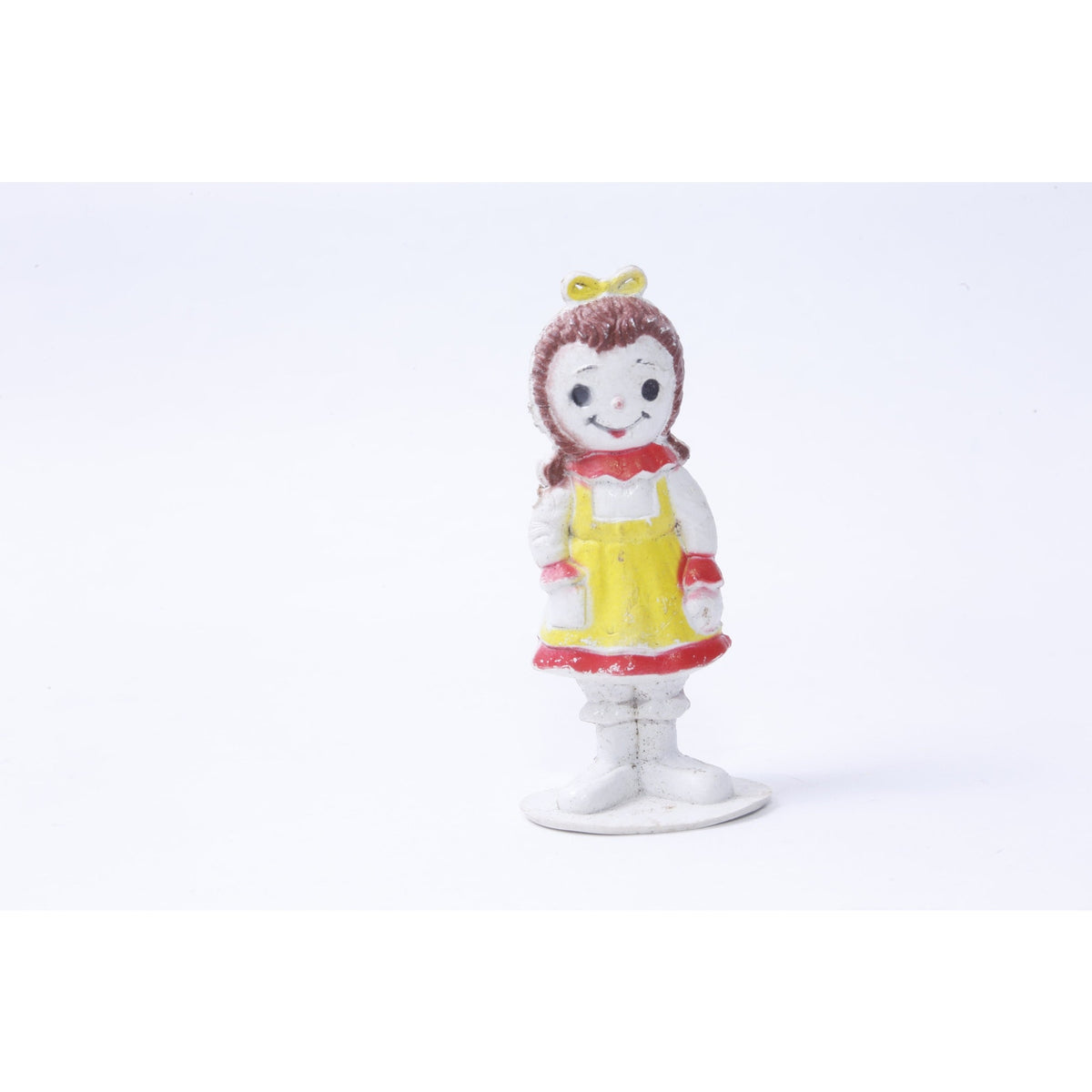 Diener Industries, Raggedy Ann figure Girl, Yellow Red Dress, Little, PVC Figure, Toy, Children, Collection, Vintage, ~ 20-01-23 AA