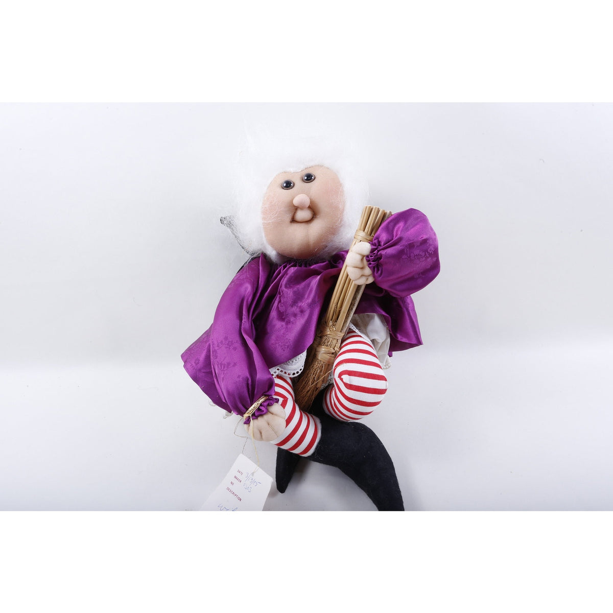Kamar, Witch, Wanda, 1985, Purple White, Broom, Halloween, Soft, Plush Doll, Company Sample ~ 20-06-202