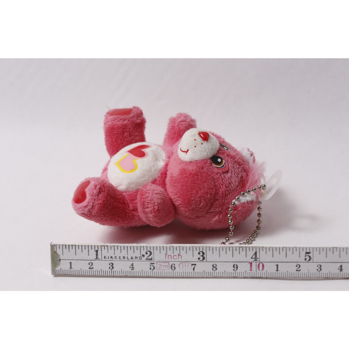 Japanese Rare Care Bears Love-a-Lot Bear Plush Keychain Soft Mini Charm ~ 260812-WH 947