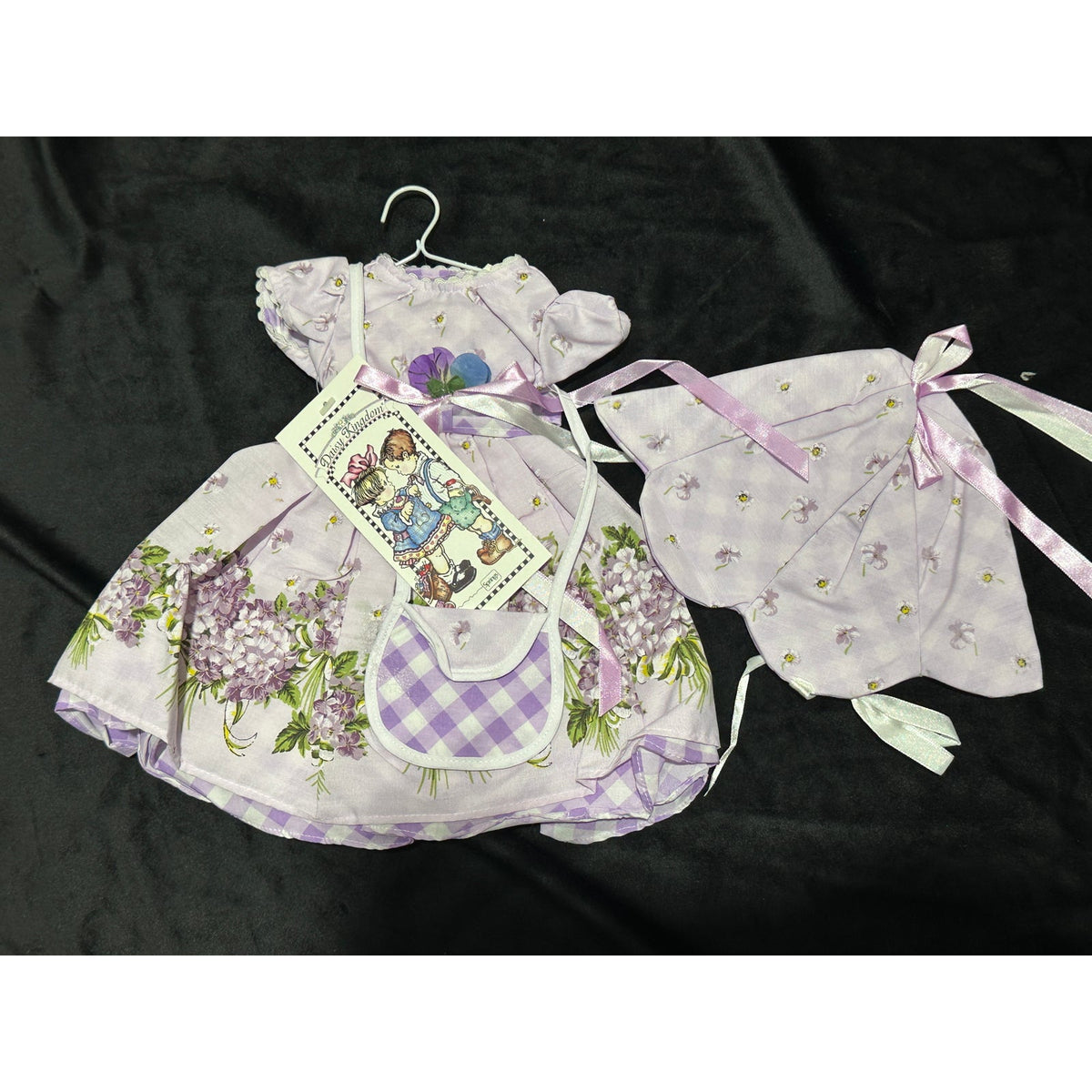 Daisy Kingdom Violets Dress Purse Hat 17-19" Doll Accessory ~ 260825-WH 1252