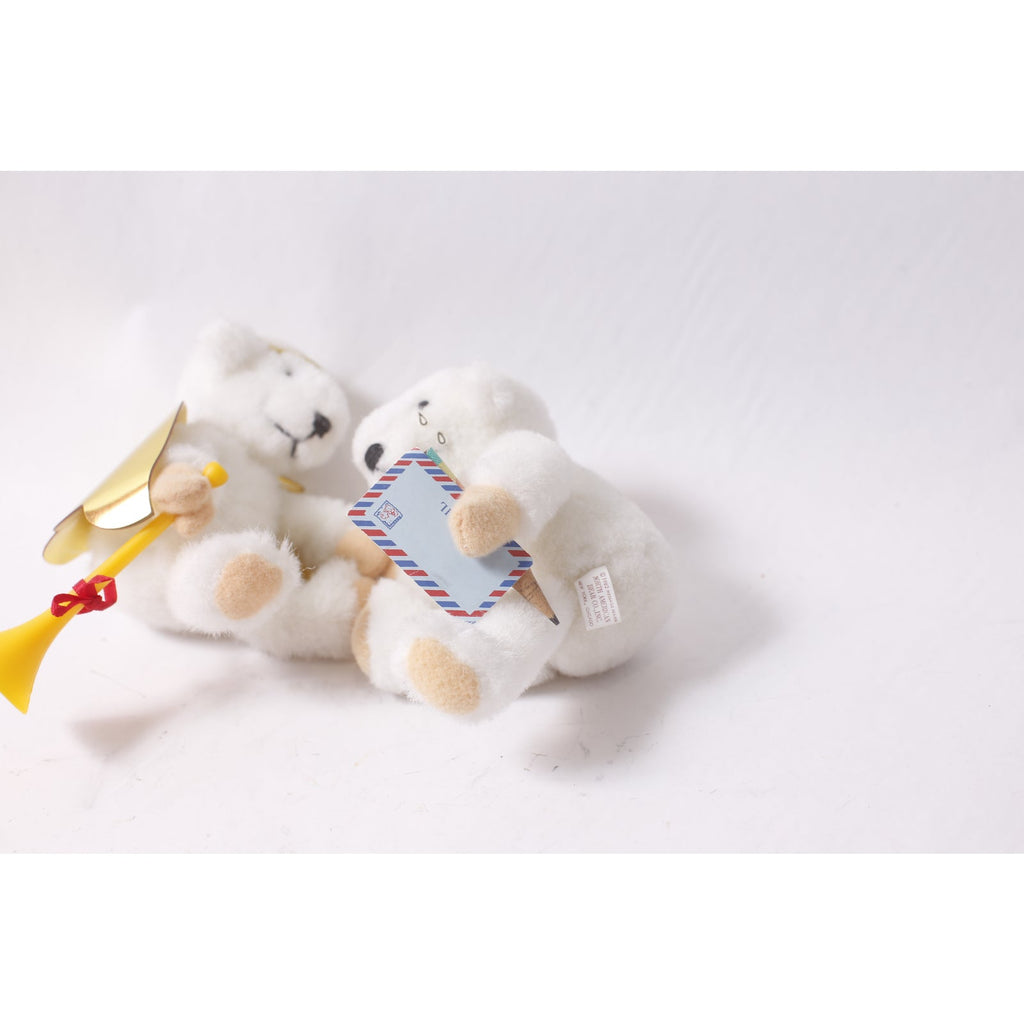North American Bear White Angel Bear and Message Bear 1982 Plush Toy Lot ~ 260413-WH 1073