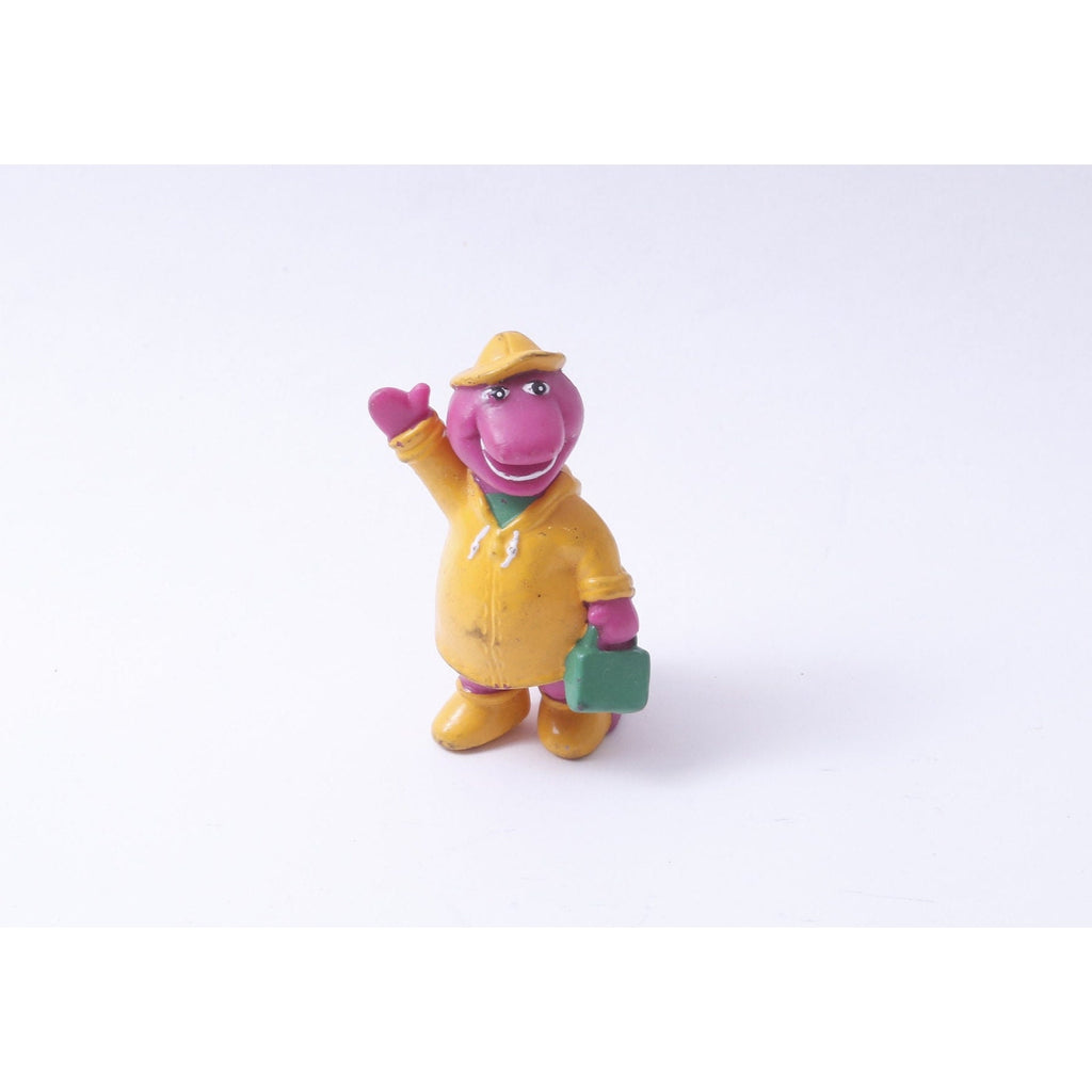 Barney, Purple Dinosaur, Yellow Rain Coat, PVC Figure, Lyons, Vintage, Collectible, ~ 20-01-621 20-01-467