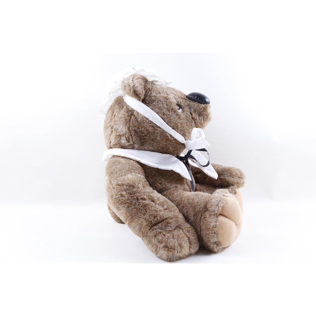 HUGE Kamar, Rare, Prototype, Sample, OOAK, hand made, Sitting Bear With Bonner, 1987, White Hat, Brown, Soft, Plush, Doll, Toy, - M-01-08