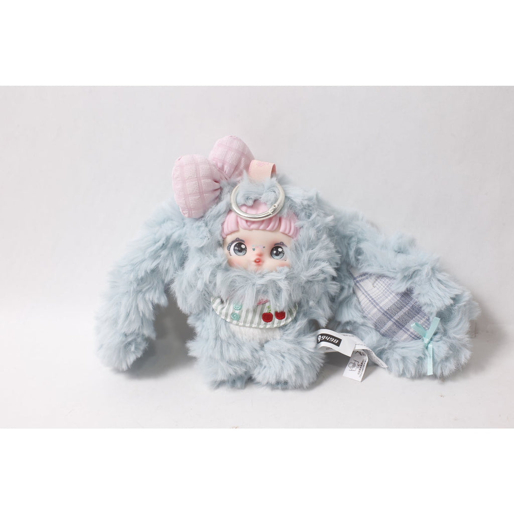 Yomi Blue Fluffy Bunny Paradise Plush Charm Keychain ~ 260907-WH 1137