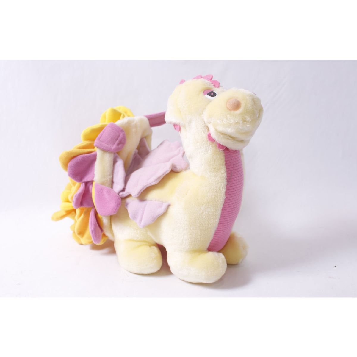 Vintage 1987 Hasbro Be More Plush Dragon Yellow and Pink Soft Toy ~ 260423-WH 1093