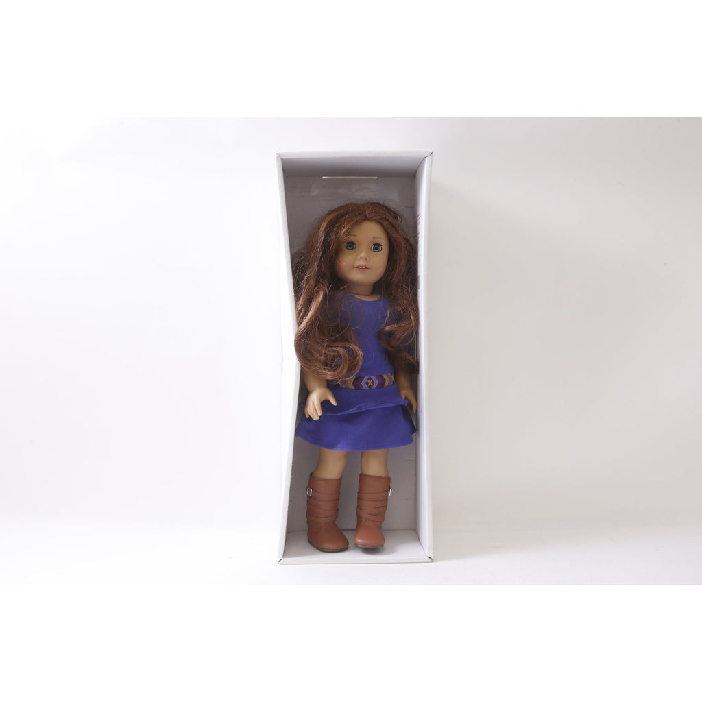 American Girl, Saige, Doll, In Package, Dressed, Blue Dress, Brown Boots, Movable Figure, Vintage, Collectible, ~ MISC-054 L-1