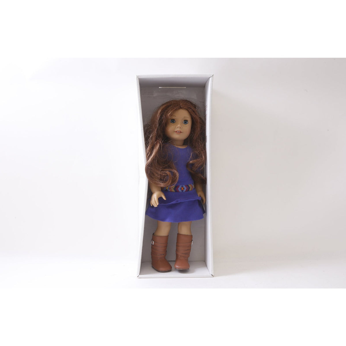 American Girl, Saige, Doll, In Package, Dressed, Blue Dress, Brown Boots, Movable Figure, Vintage, Collectible, ~ MISC-054 L-1