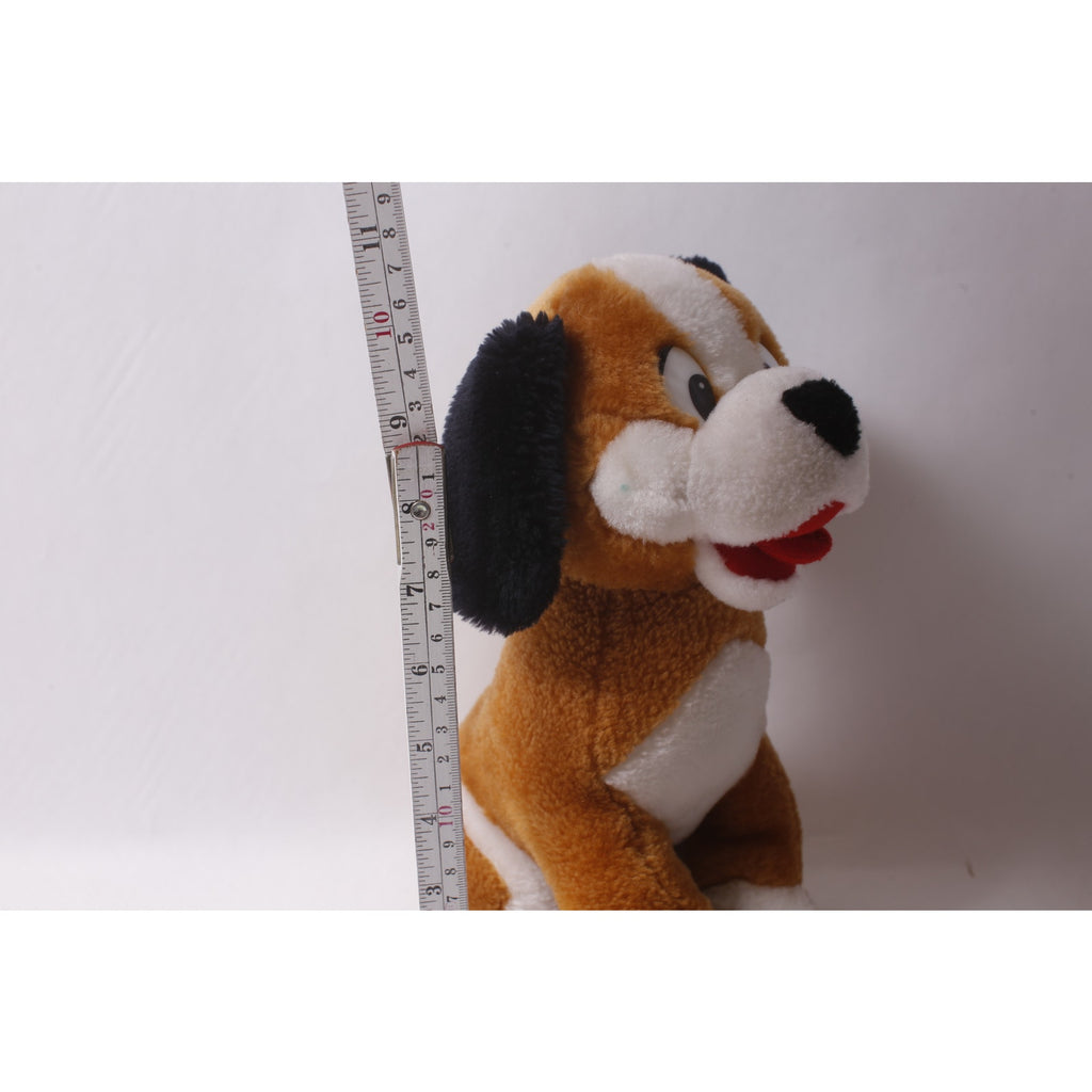 Cute Brown and White Plush Puppy Sitting Stuffed Animal ~ 260812-WH 886