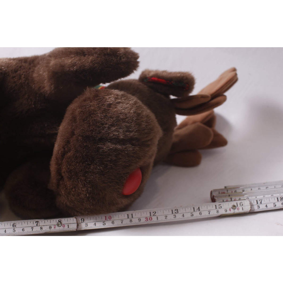 Rudolph the Red-Nosed Reindeer Moose Large Plush with Plaid Feet by Happiness Always ~ 260427-WH M-07-06
