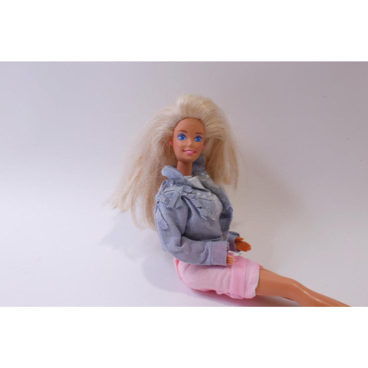 Barbie Doll, Bent Arms, Pink Dress, Blue Jacket, Blonde, Mattel, Fashion Doll, ~ 241230-WH 06