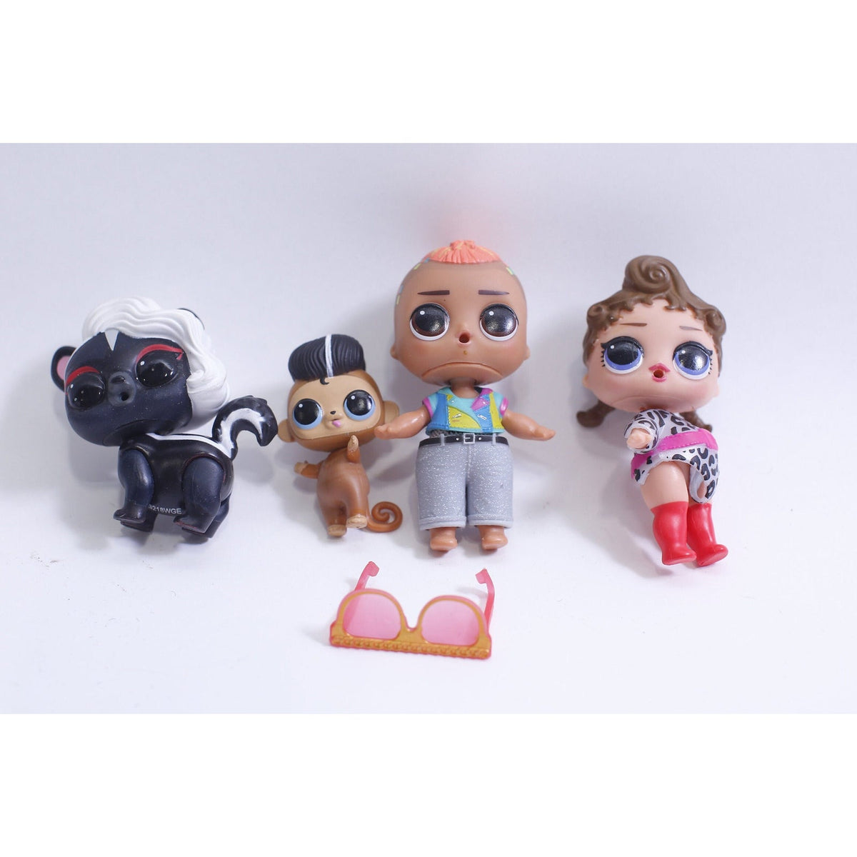 LOL Surprise, Miniature Dolls, Skunk, Monkey, Glitch, Baby Girl, Sunglasses, Toy Set, Little, Adorable, PVC Figures, Collectible~ WH-016 534