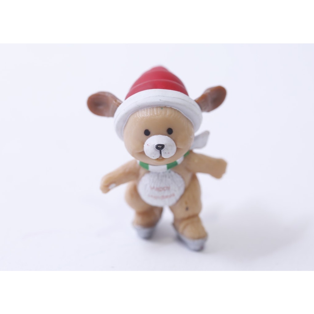 Russ Berrie, Christmas Puppy Dog Ice Skating, Happy Holidays, PVC Figure, Miniature, Vintage, ~ 250113-WH 63