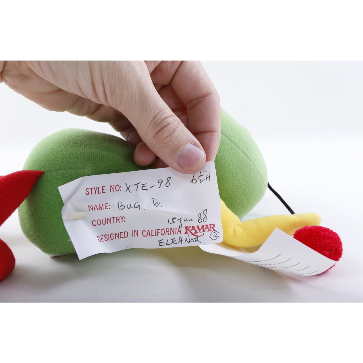 Kamar, Rare, Prototype, Sample,McNurd Bug B, Yellow Green, 1988, Soft, Plush, Doll, Stuffed Animal, Toy 20-05-166