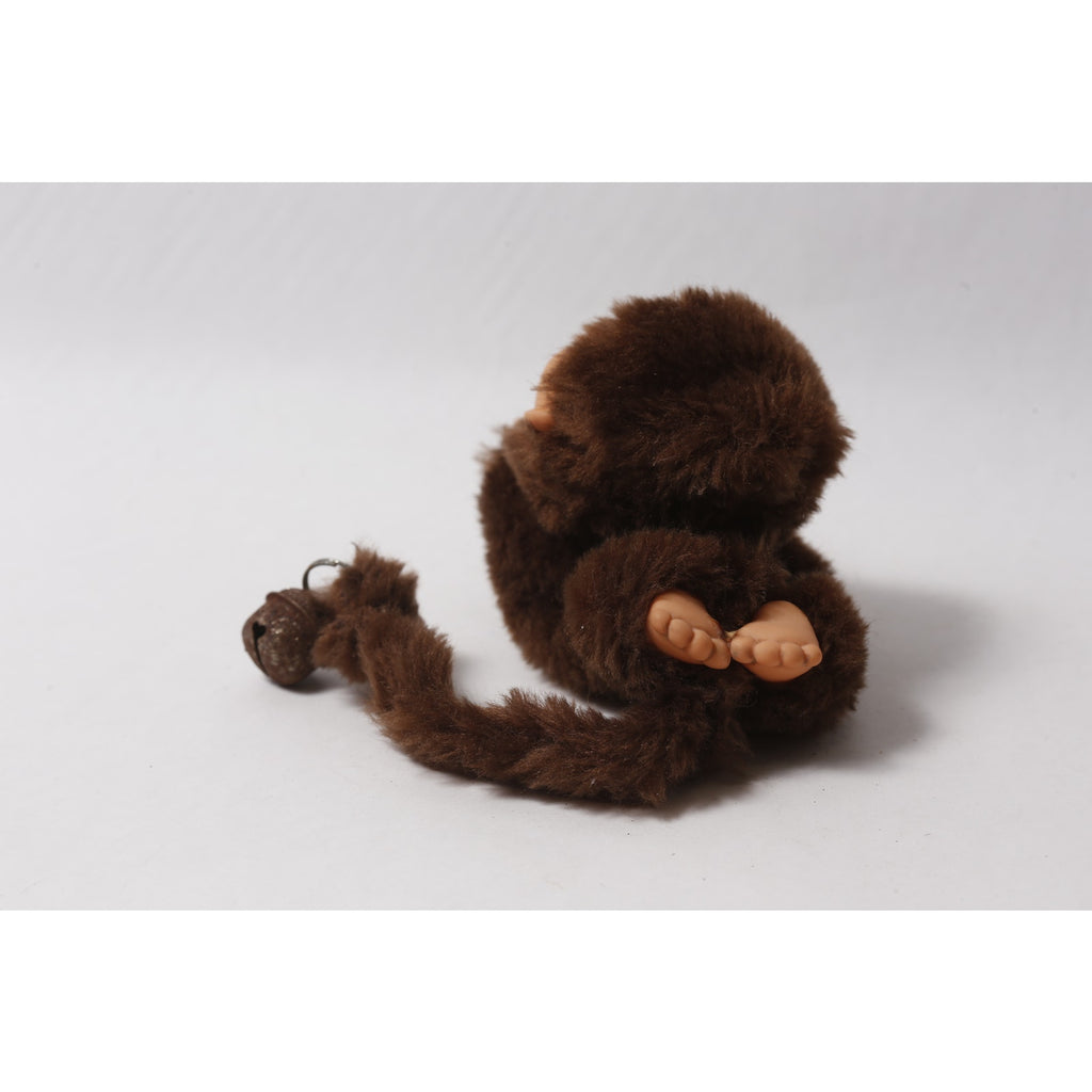 1970s Sekiguchi Monchhichi Brown Plush Hanging Monkey w a Bell ~ 260826-WH 1314