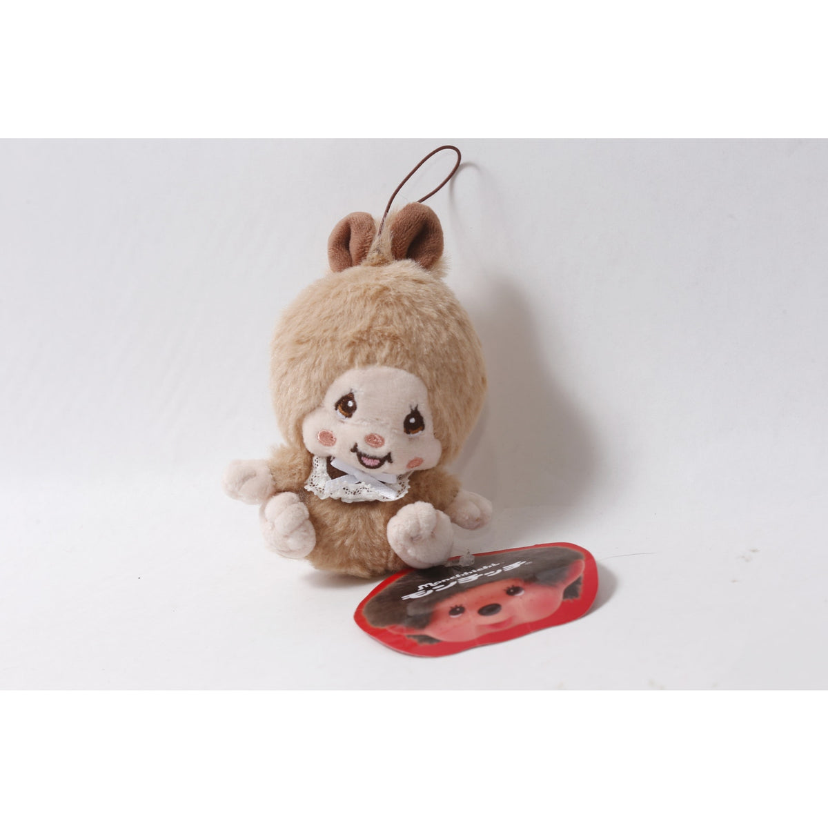Japan Sekiguchi Monchhichi Beige Mascot Plush w Bib and Tag ~ 260817-WH 1014