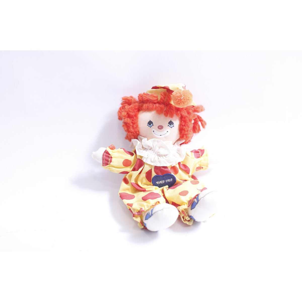 Half-Pint, Clown, Rag Doll, 7", 1978, Morgan, Redhead, Yellow Red Costume, Polka Dot, Vintage, Collectible, ~ WH-021 550