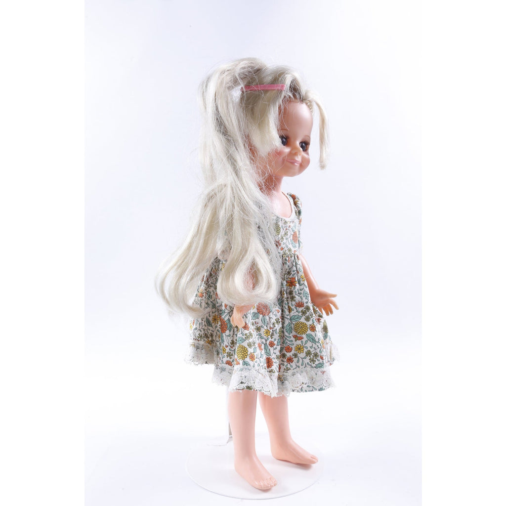 VELVET, Blonde, Dressed, Doll, Toy, Plastic Figure, Long Hair, White Dress, Floral Patterns, Vintage, Collection, ~ 20-01-226 AA