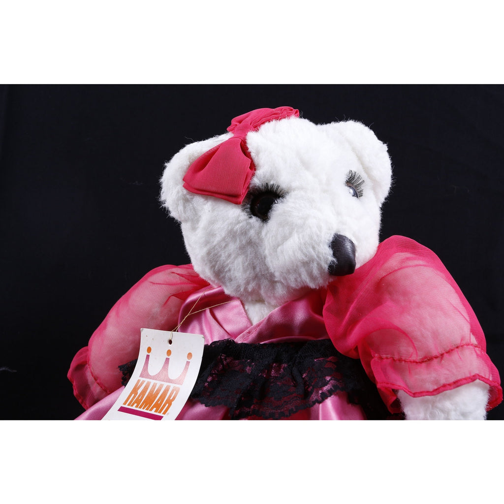 Kamar, Rare, Prototype, Unproduced Sally Beauty Bear, Dressed, White, Bear, Pink Dress, Soft, Plush, Doll ~ 20-01-153