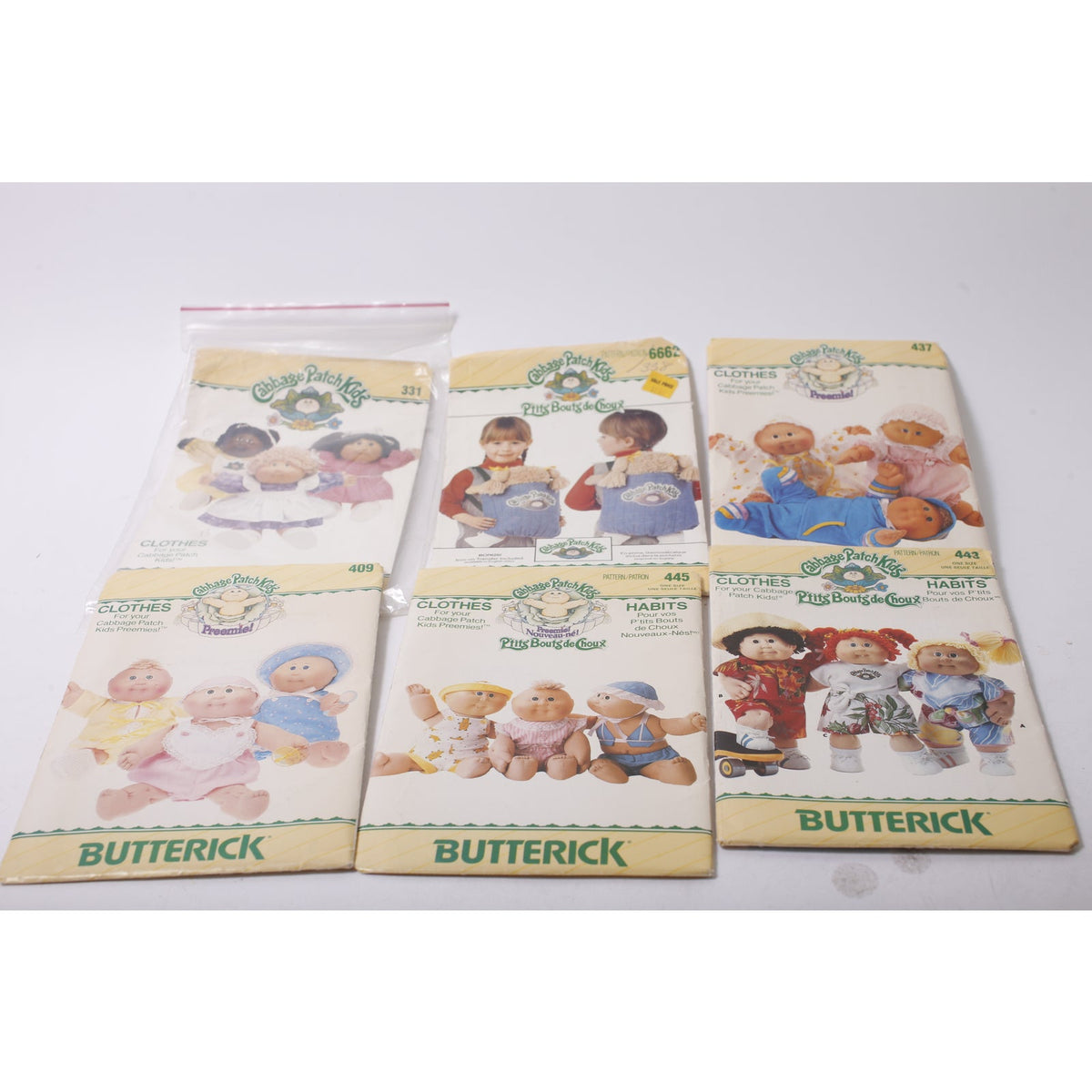 Cabbage Patch Kids, Doll Clothes Kit, Set of 6, Butterick, Sewing, Craft Project, Vintage, ~ 260128-WH 925