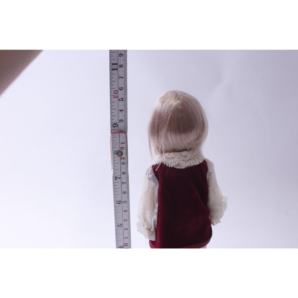 Vintage Plastic, Jesco 1983 Doll wearing Red Jacket with White Lace, Blonde, 10 inches Collectible, Displayable, ~ 240912-WH 1230