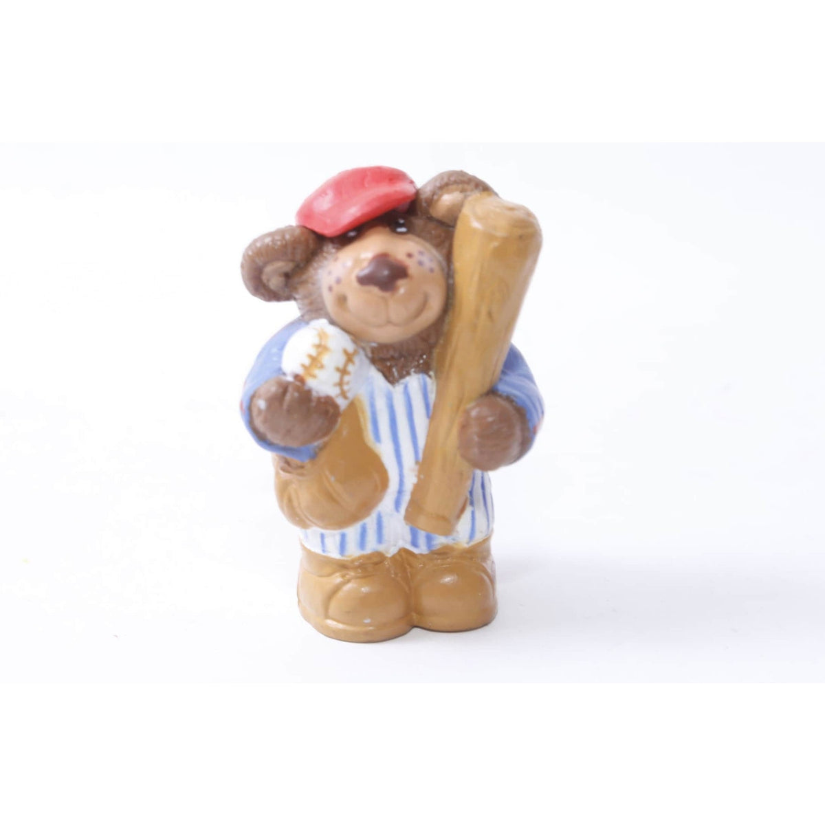 Teddy Bear, Baseball Player, Furskins, PVC Figure, Bat, Ball, Sports, Animal, Toy, 2", Miniature, Collectible, Vintage, ~20-01-467
