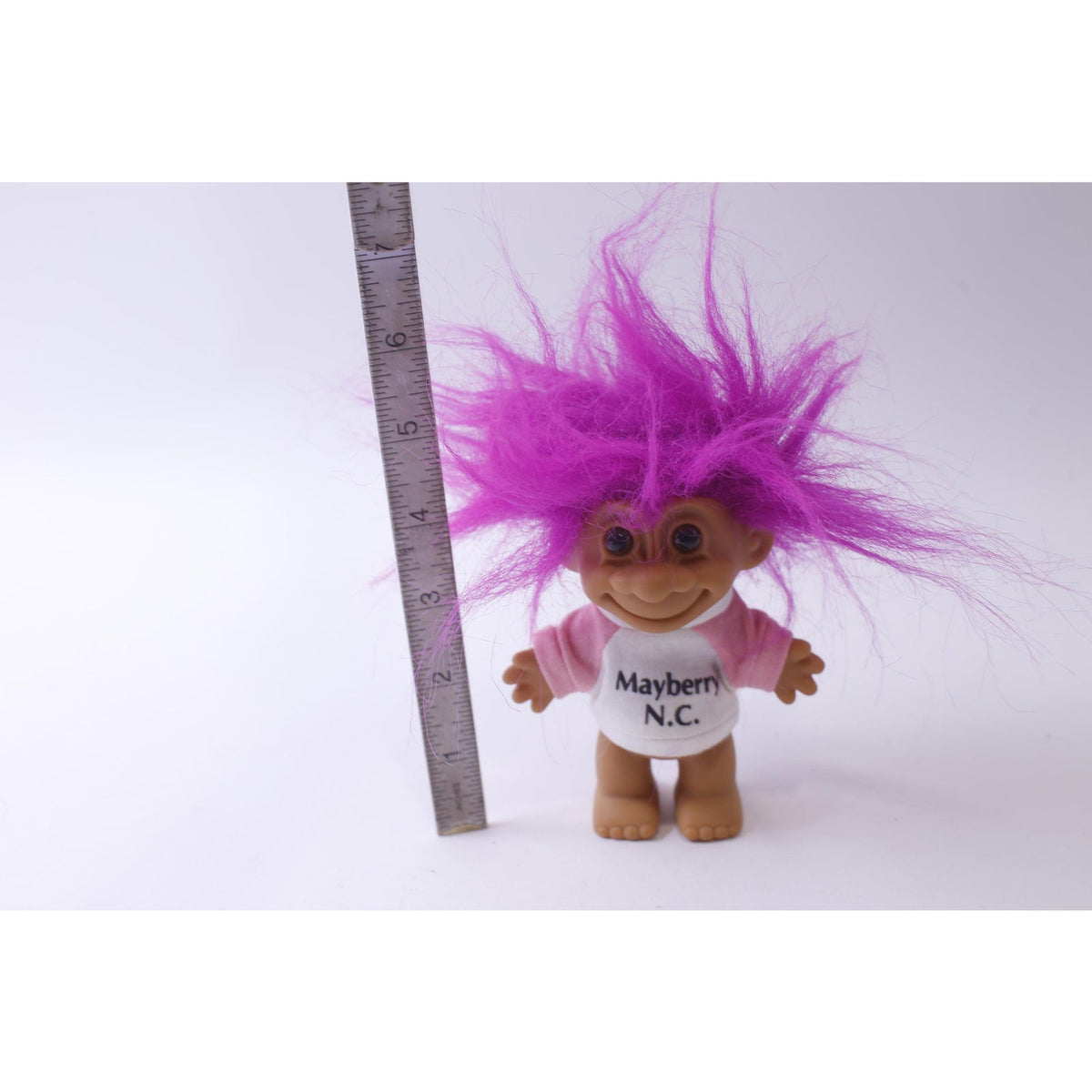 Russ Troll Doll wearing Mayberry NC top, Long Pink Hair, Vintage, Souvenir, Memorabilia, Collectible, ~ 241230-WH 11
