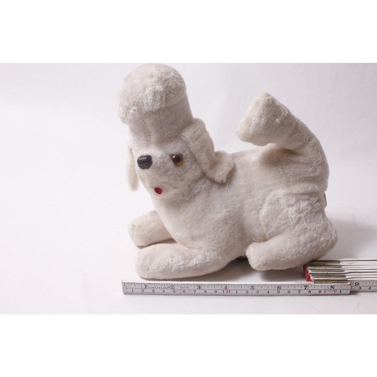 Non Working Vintage 1960s Transistor Radio Plush White Poodle Novelty Collectible ~ 260324-WH 996