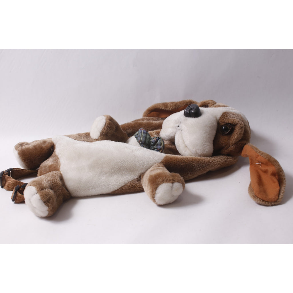 80s Basset Hound Plush Backpack Dog-shaped with Zipper Closure ~ 260812-WH 946