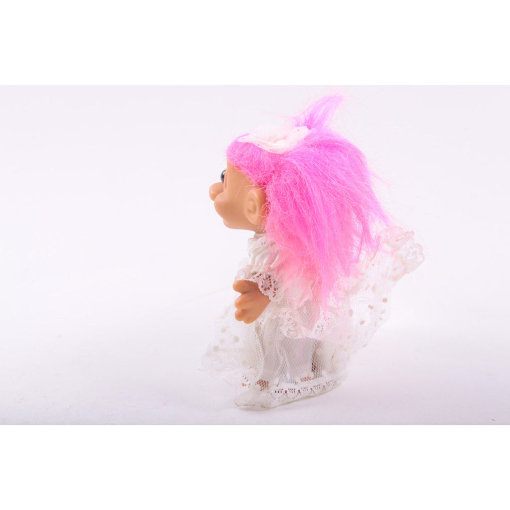 Bride Wedding Troll Doll, Russ, Four Inch, White Dress, Costume, Pink Hair, Viel, Bride ~  260120-WH 1019