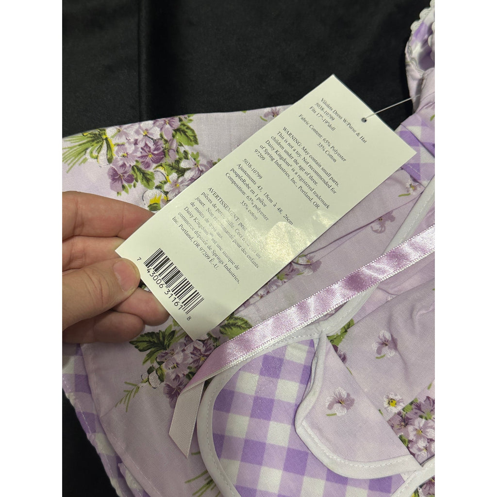 Daisy Kingdom Violets Dress Purse Hat 17-19" Doll Accessory ~ 260825-WH 1252